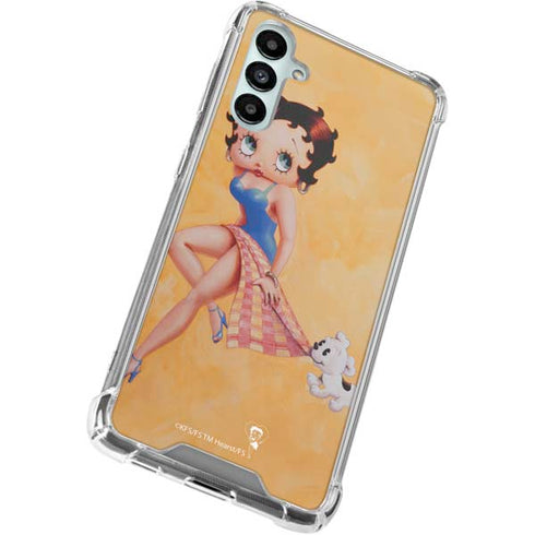 Betty Boop With Puppy Orange Background Galaxy A15 5G Clear Case